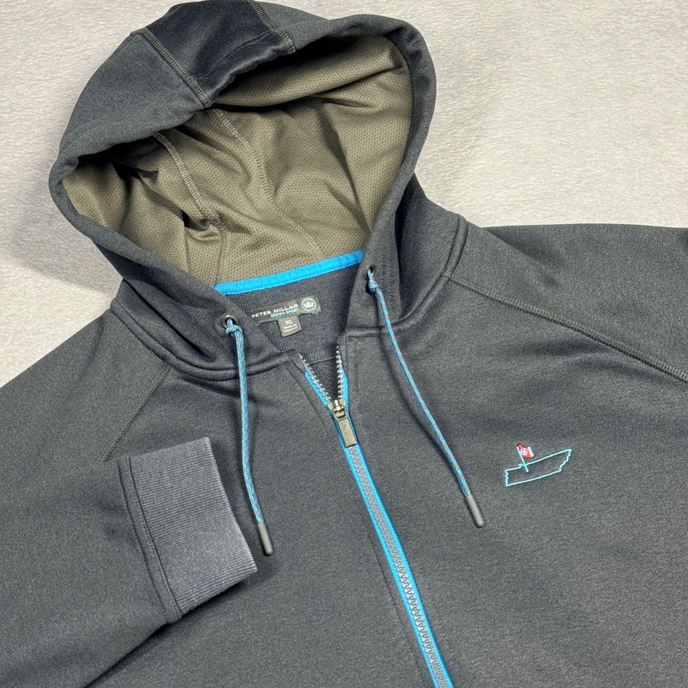 Peter Millar Full Zip Hoodie Mens XL Gray Tennessee Golf MF17EK75